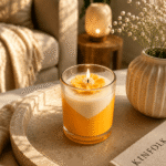 Golden Bloom Glass Candle